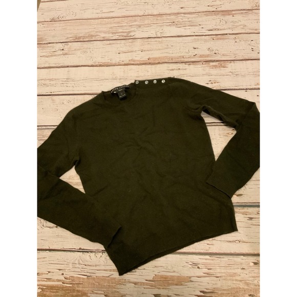 Ralph Lauren Sweaters - Ralph Lauren Black Label 100% Cashmere Sweater Olive Green Button Shoulder Large